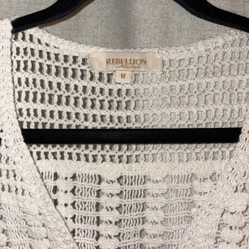 Rebellion White Crochet Women's Blouse - Picture 6 of 7